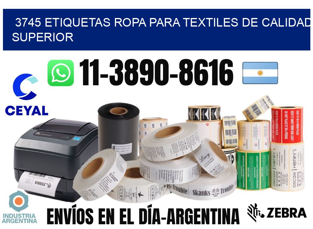 3745 Etiquetas ropa para textiles de calidad superior