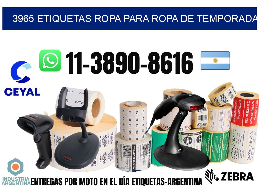 3965 Etiquetas ropa para ropa de temporada