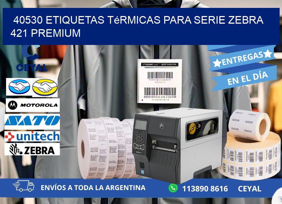 40530 etiquetas térmicas para serie zebra 421 premium