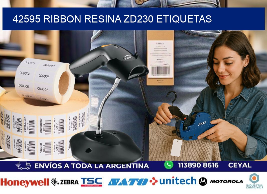 42595 ribbon resina zd230 etiquetas