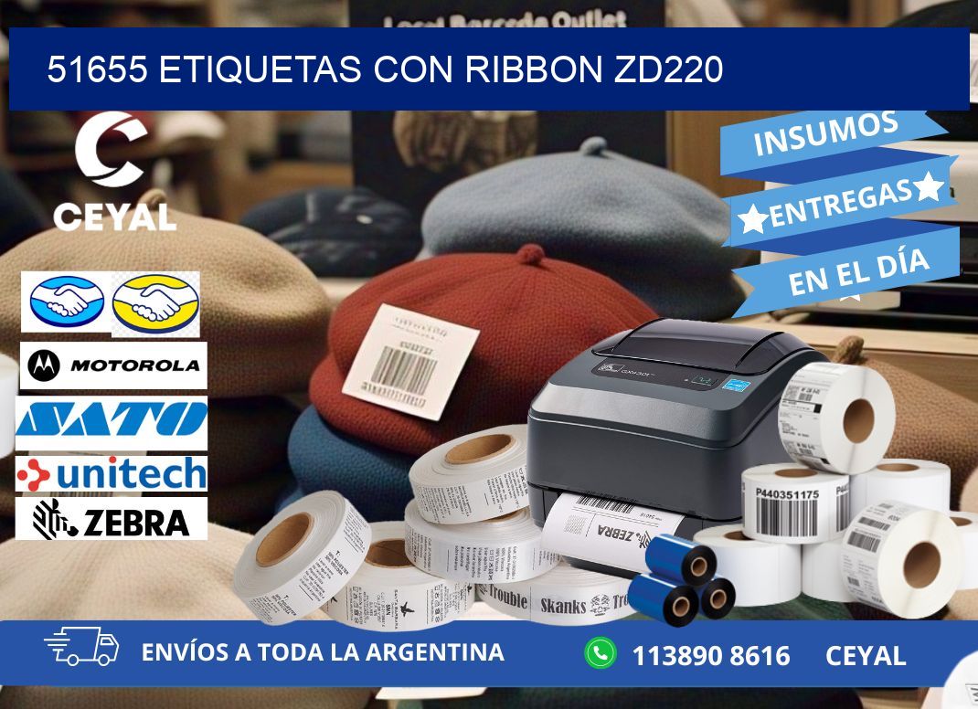 51655 etiquetas con ribbon zd220
