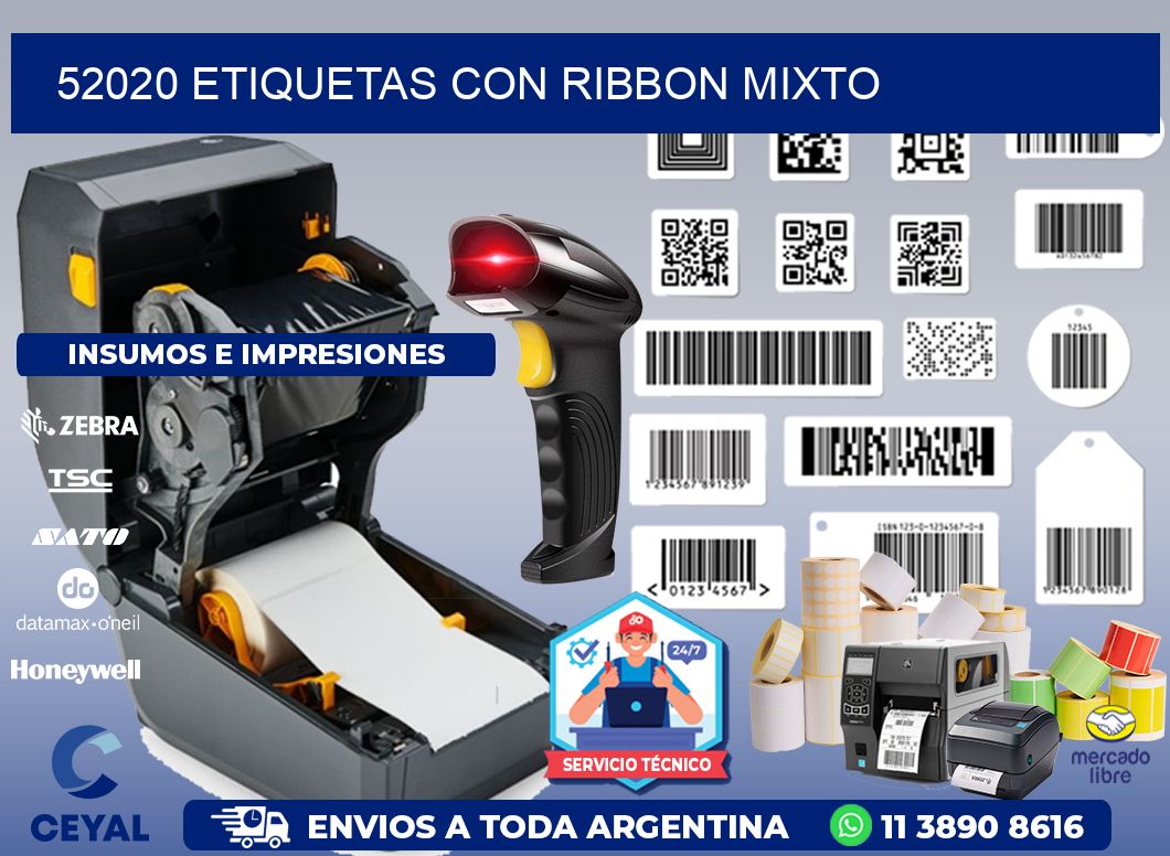 52020 etiquetas con ribbon mixto