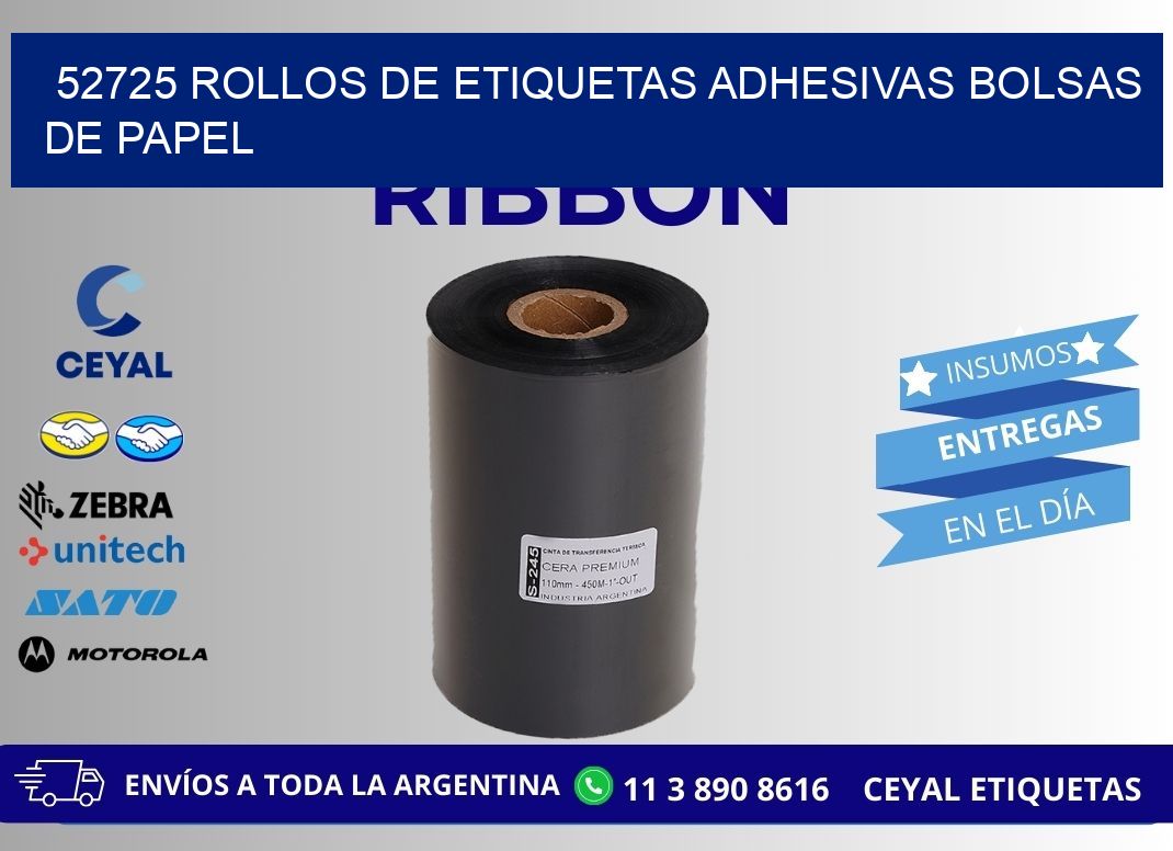 52725 rollos de etiquetas adhesivas bolsas de papel