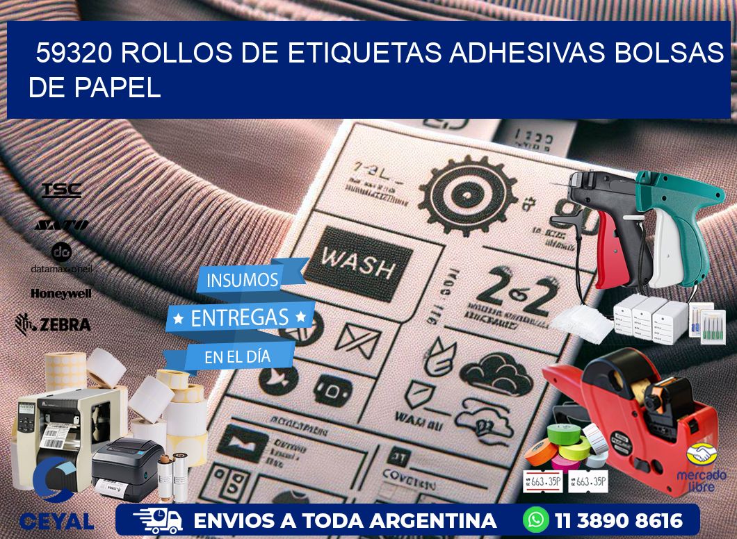 59320 rollos de etiquetas adhesivas bolsas de papel