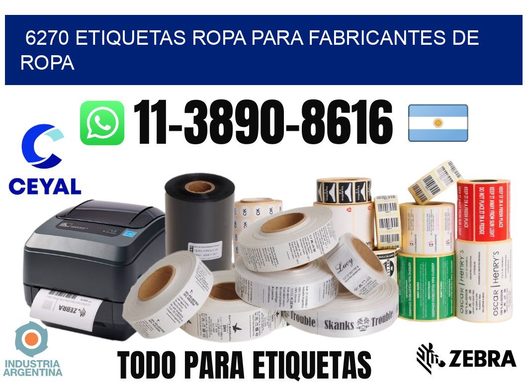 6270 Etiquetas ropa para fabricantes de ropa