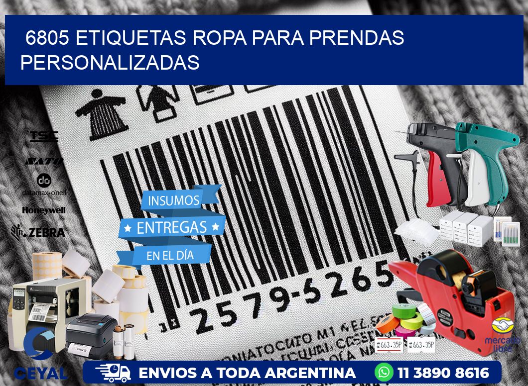 6805 Etiquetas ropa para prendas personalizadas