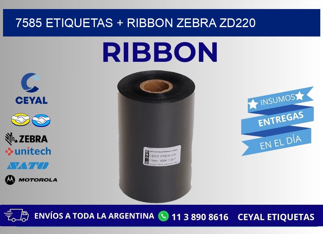 7585 etiquetas + ribbon zebra zd220