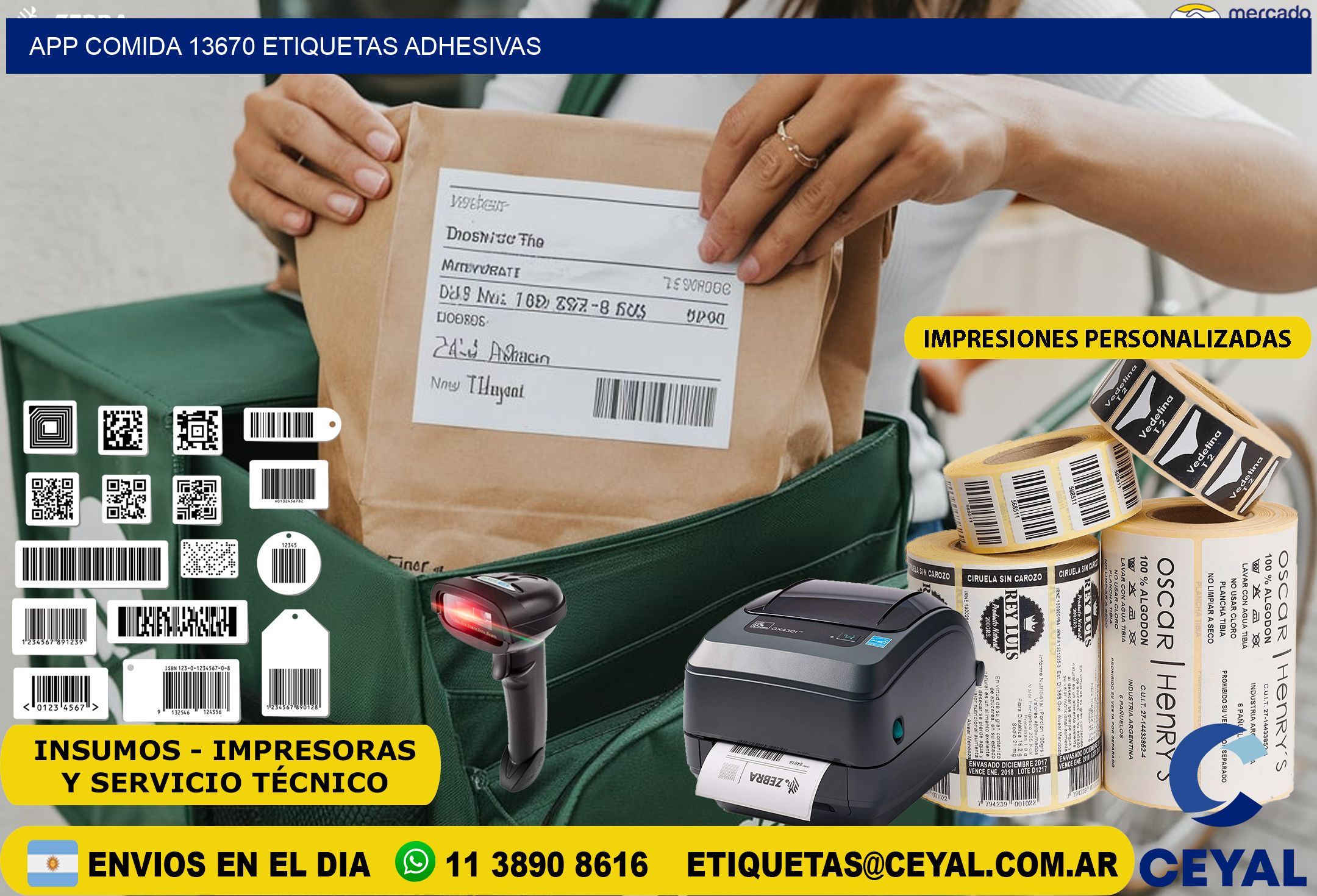 App comida 13670 etiquetas adhesivas