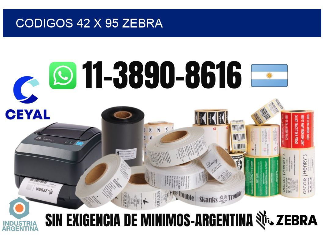 codigos 42 x 95 zebra