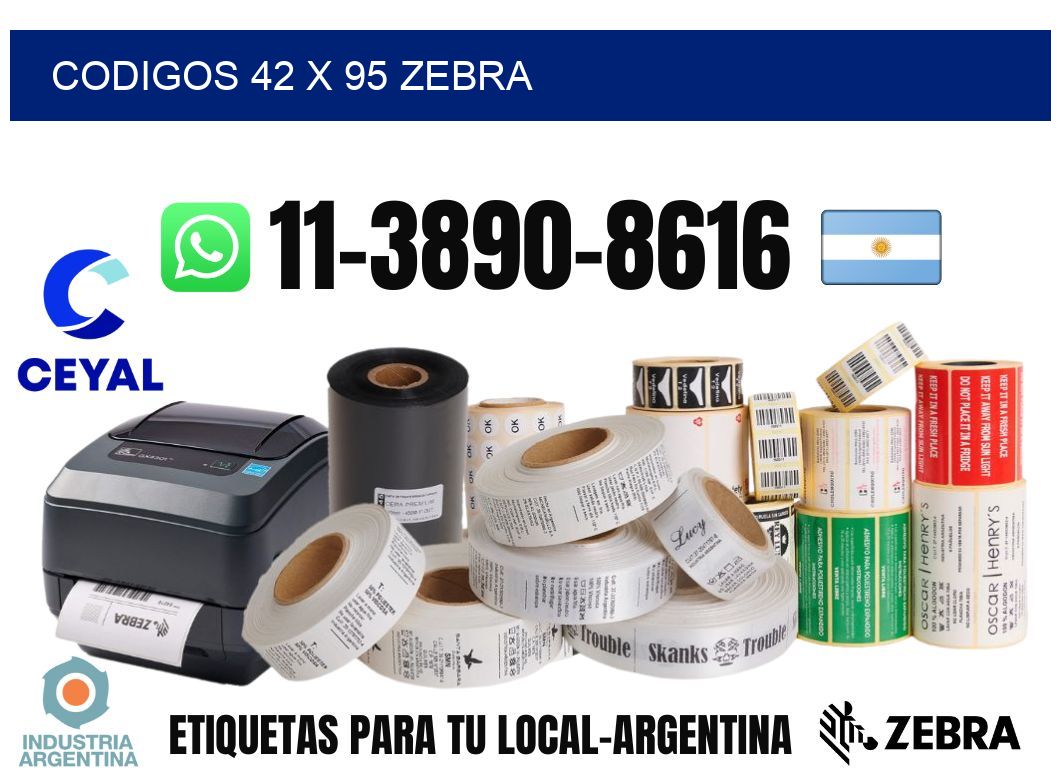 codigos 42 x 95 zebra