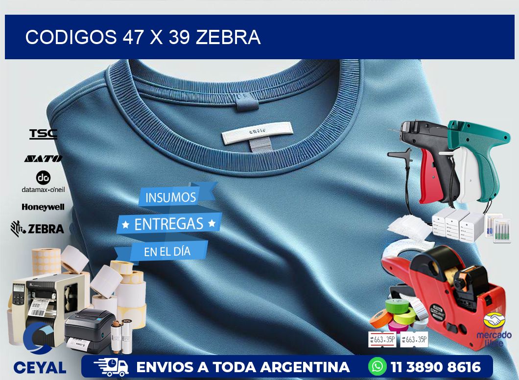 codigos 47 x 39 zebra
