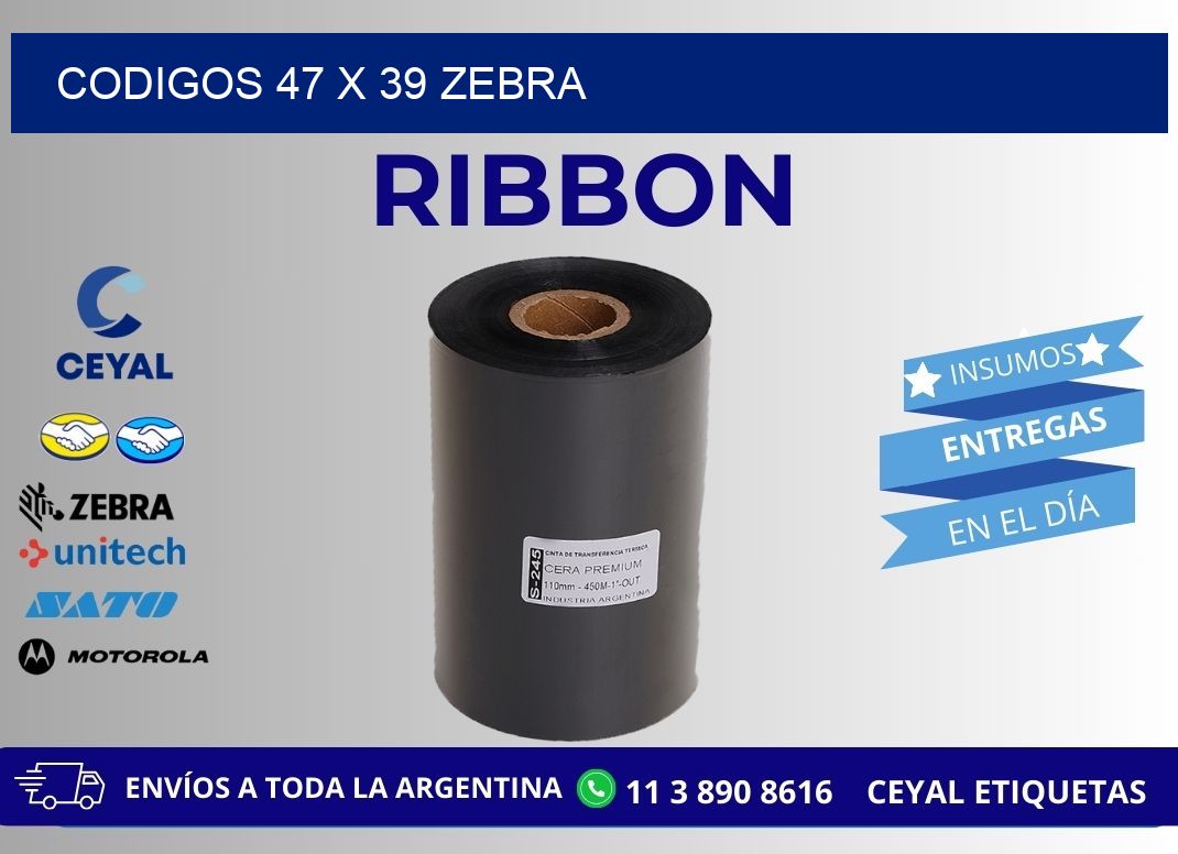 codigos 47 x 39 zebra