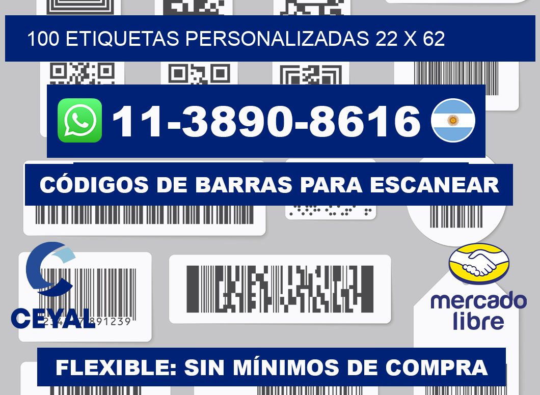 100 ETIQUETAS PERSONALIZADAS 22 x 62
