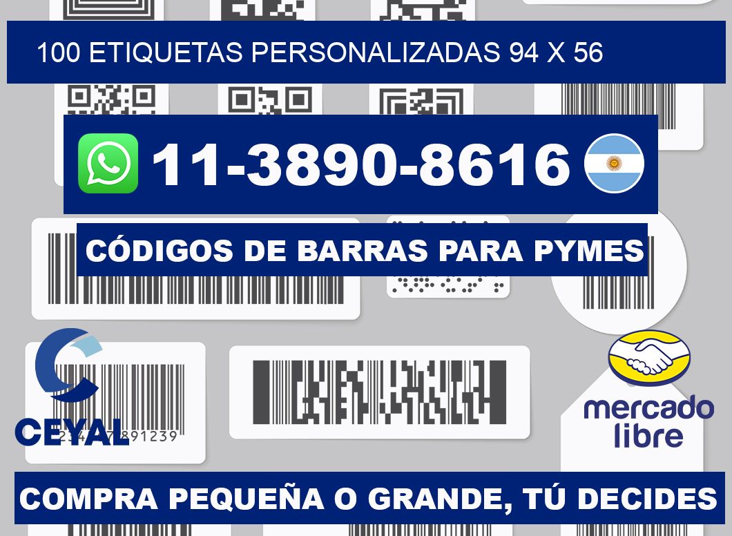 100 ETIQUETAS PERSONALIZADAS 94 x 56