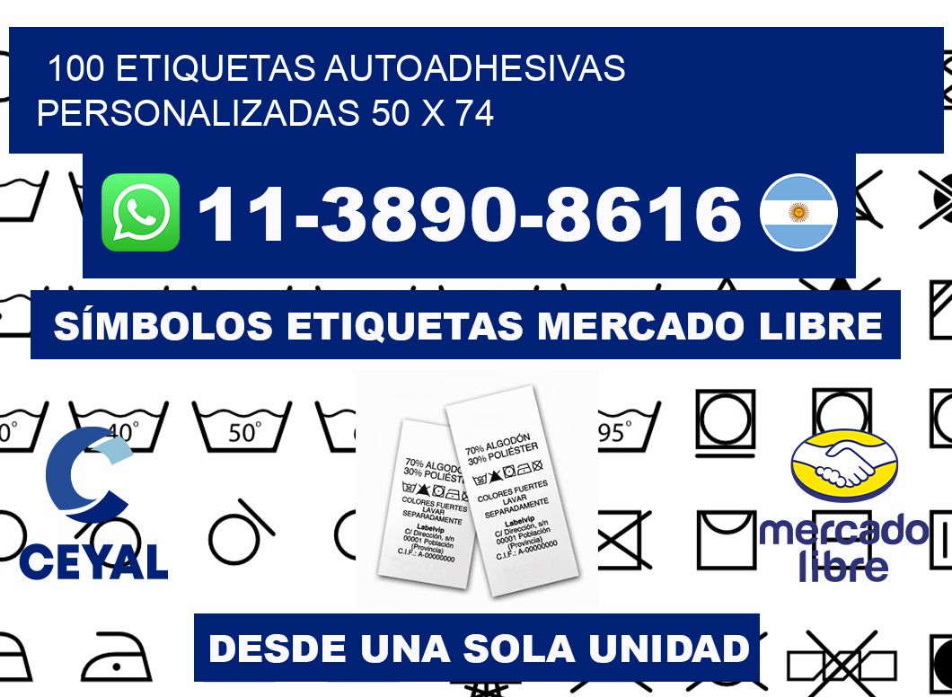 100 Etiquetas autoadhesivas personalizadas 50 x 74