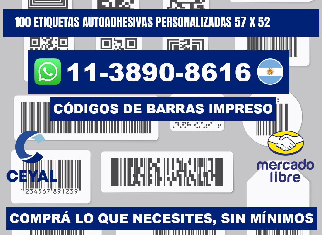 100 Etiquetas autoadhesivas personalizadas 57 x 52