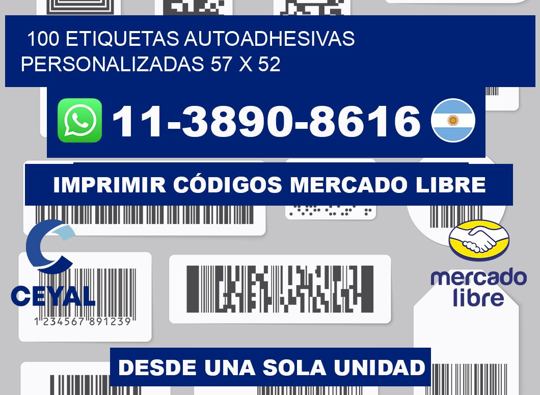 100 Etiquetas autoadhesivas personalizadas 57 x 52