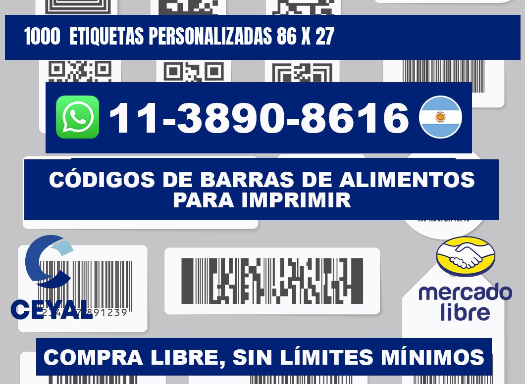 1000  ETIQUETAS PERSONALIZADAS 86 x 27
