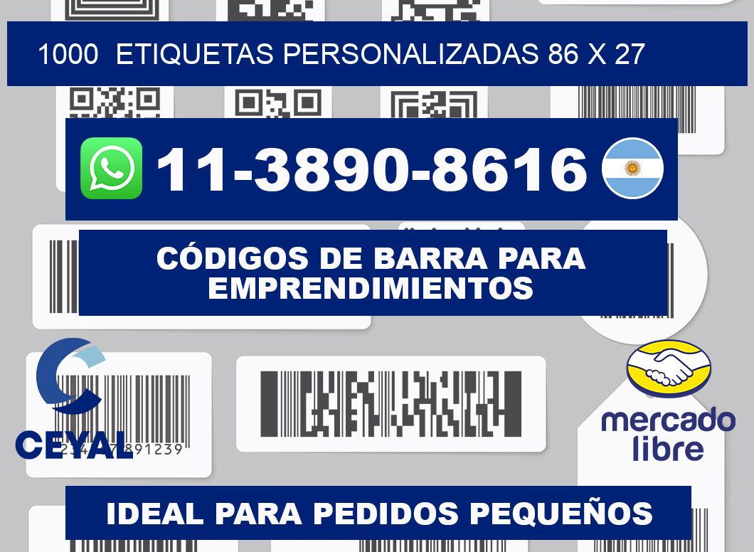 1000  ETIQUETAS PERSONALIZADAS 86 x 27