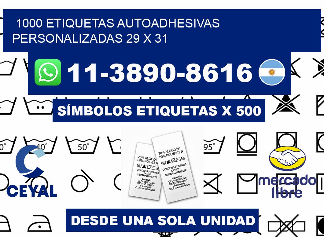 1000 Etiquetas autoadhesivas personalizadas 29 x 31