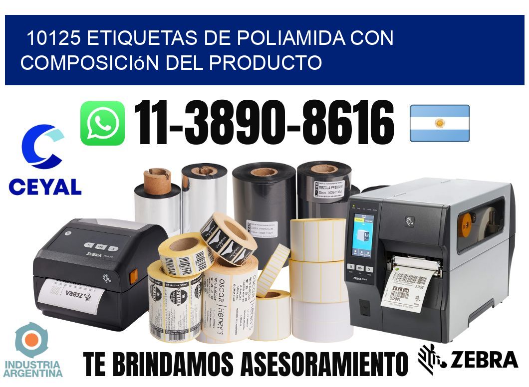 10125 Etiquetas de poliamida con composición del producto
