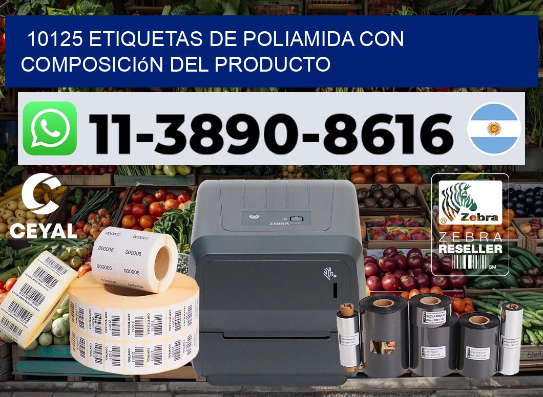 10125 Etiquetas de poliamida con composición del producto