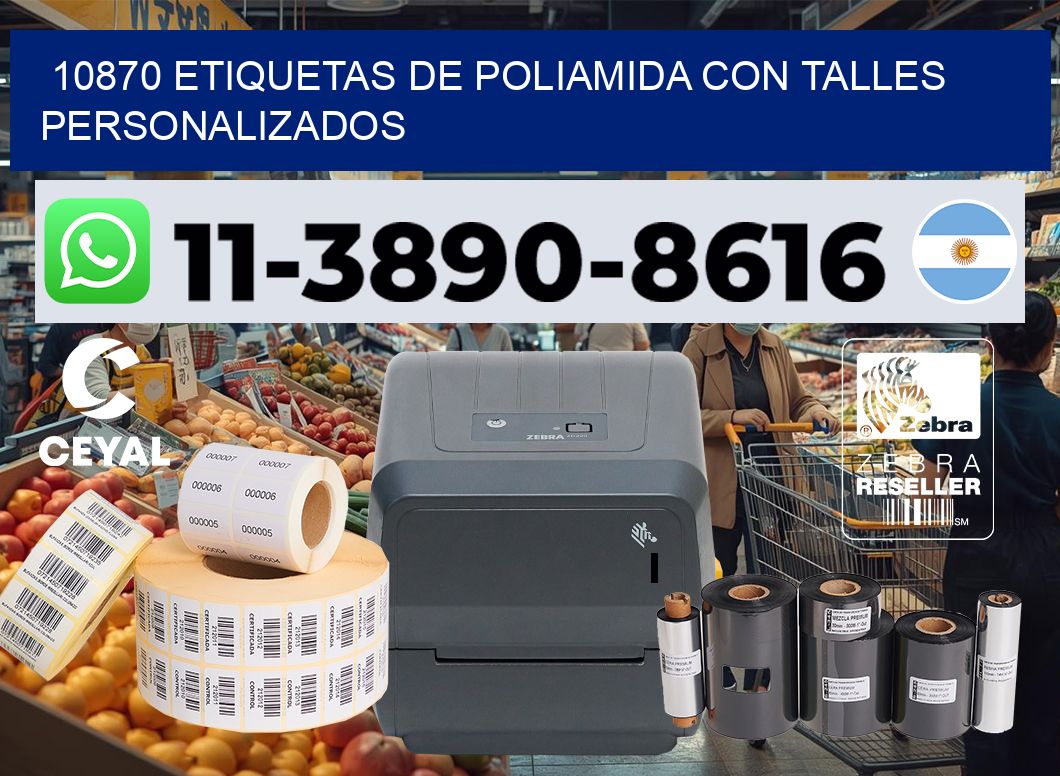 10870 Etiquetas de poliamida con talles personalizados