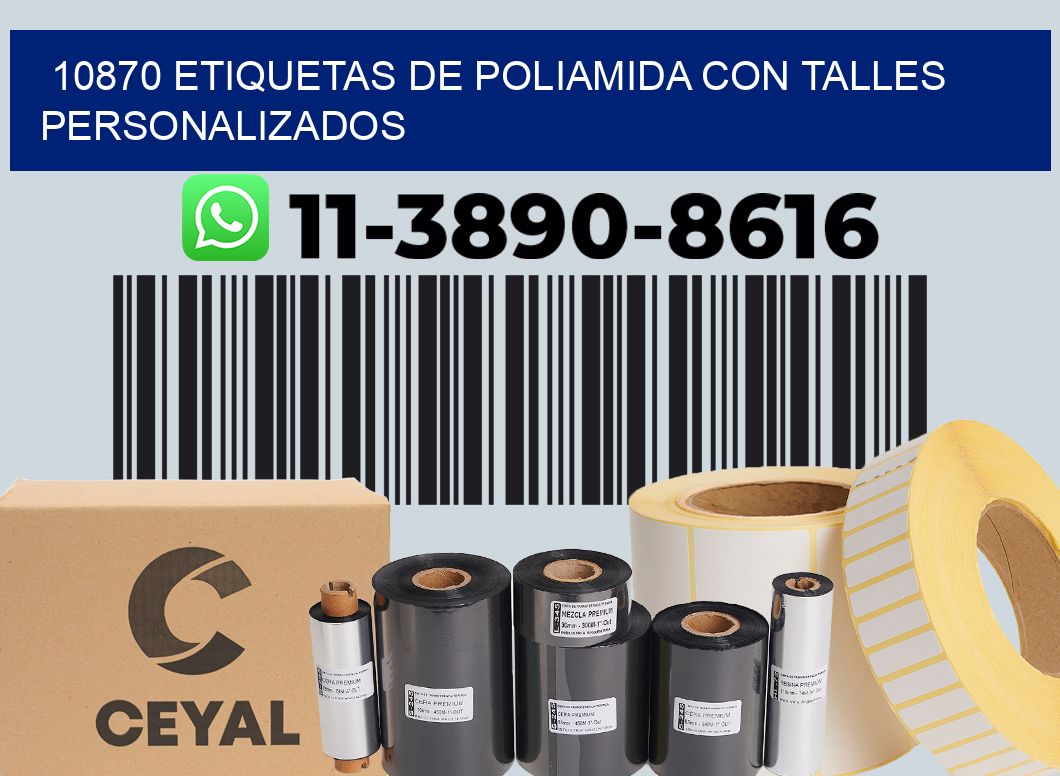 10870 Etiquetas de poliamida con talles personalizados
