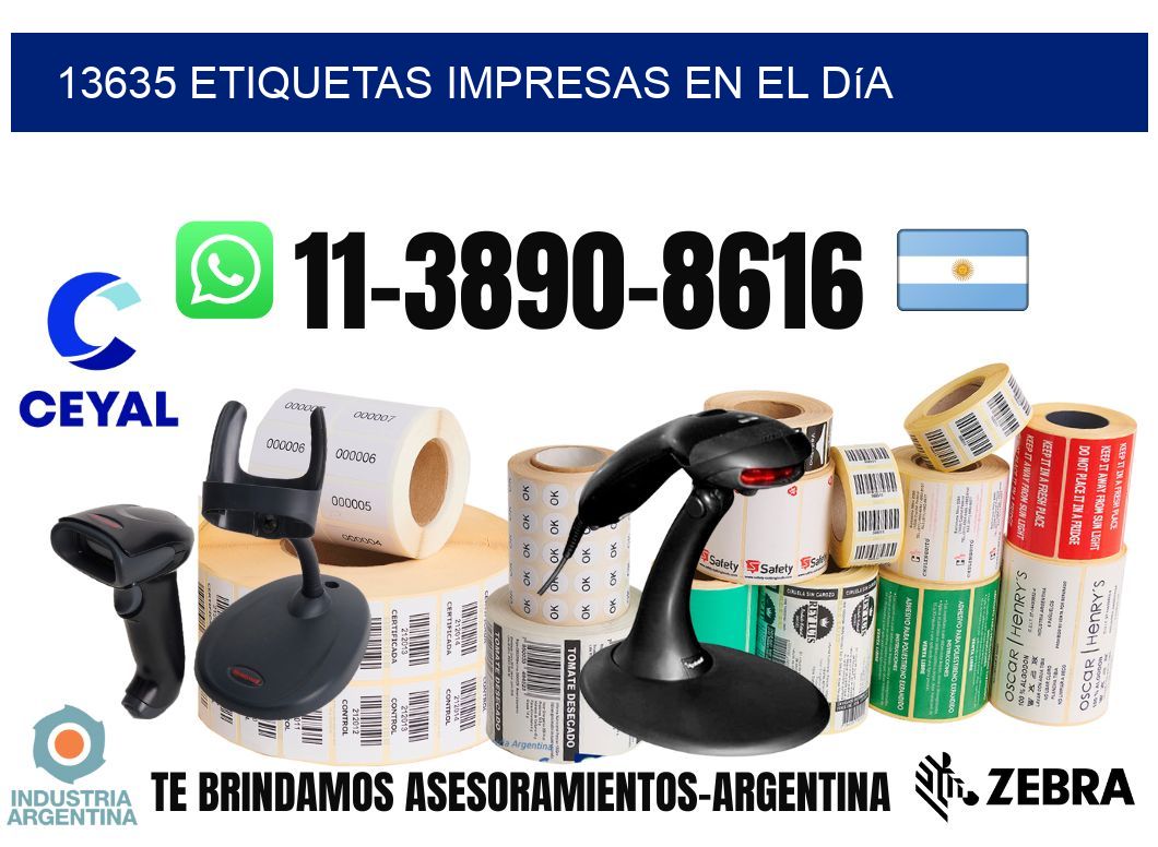 13635 Etiquetas impresas en el día