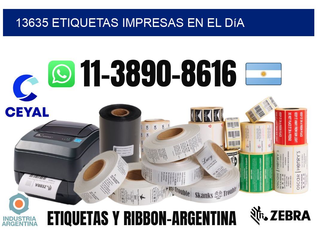 13635 Etiquetas impresas en el día
