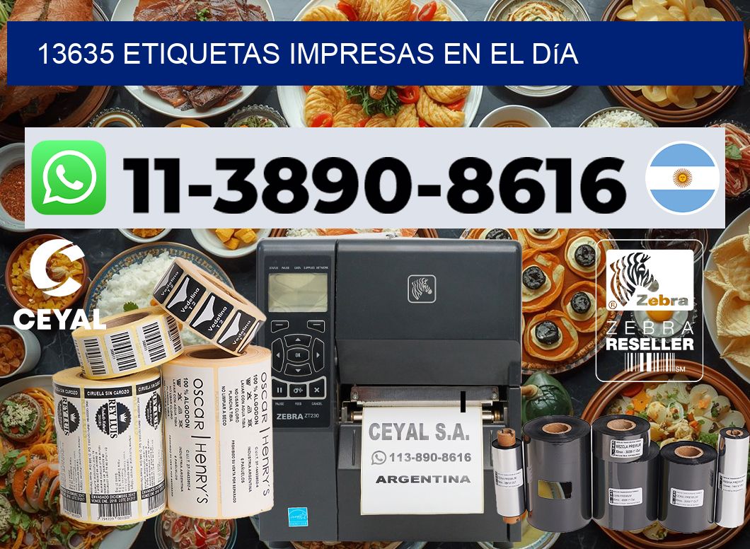 13635 Etiquetas impresas en el día