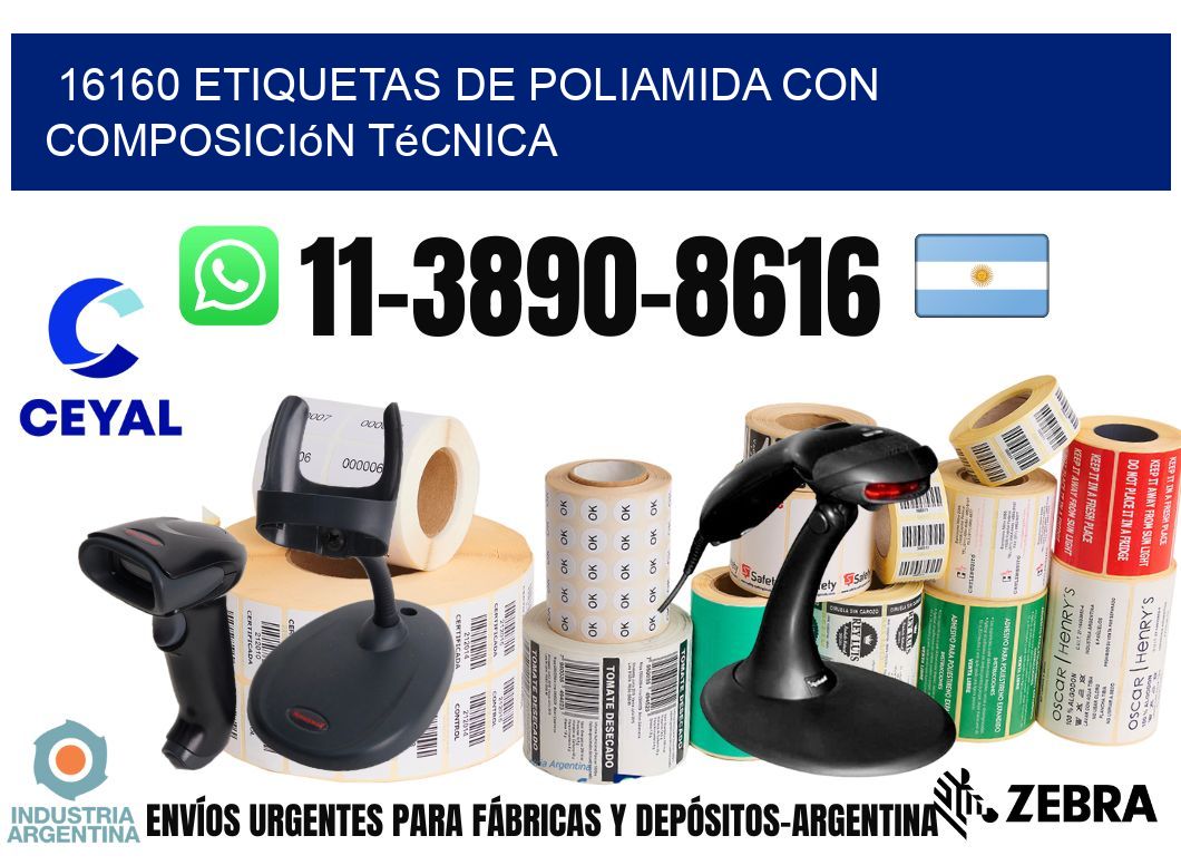 16160 Etiquetas de poliamida con composición técnica