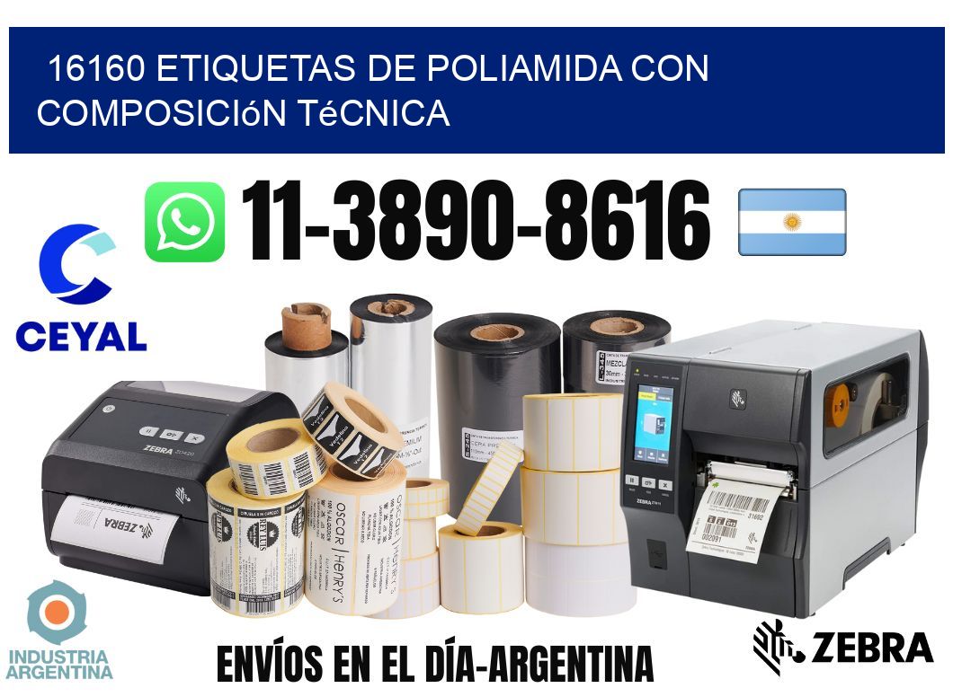 16160 Etiquetas de poliamida con composición técnica