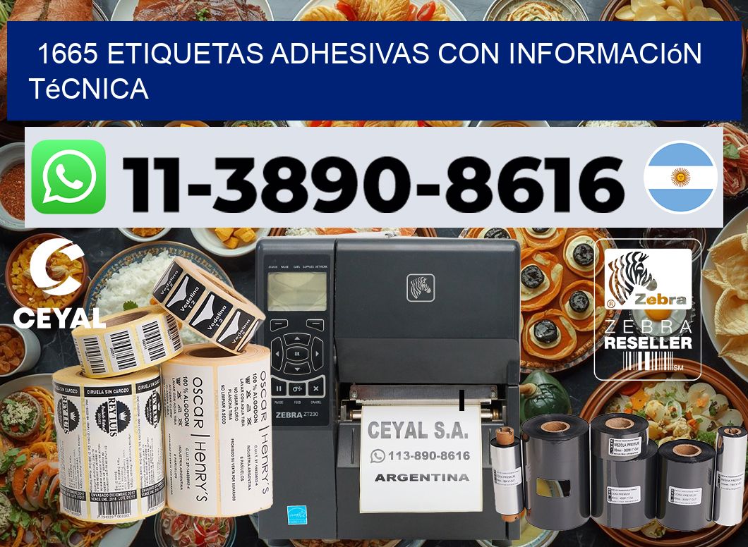 1665 Etiquetas adhesivas con información técnica