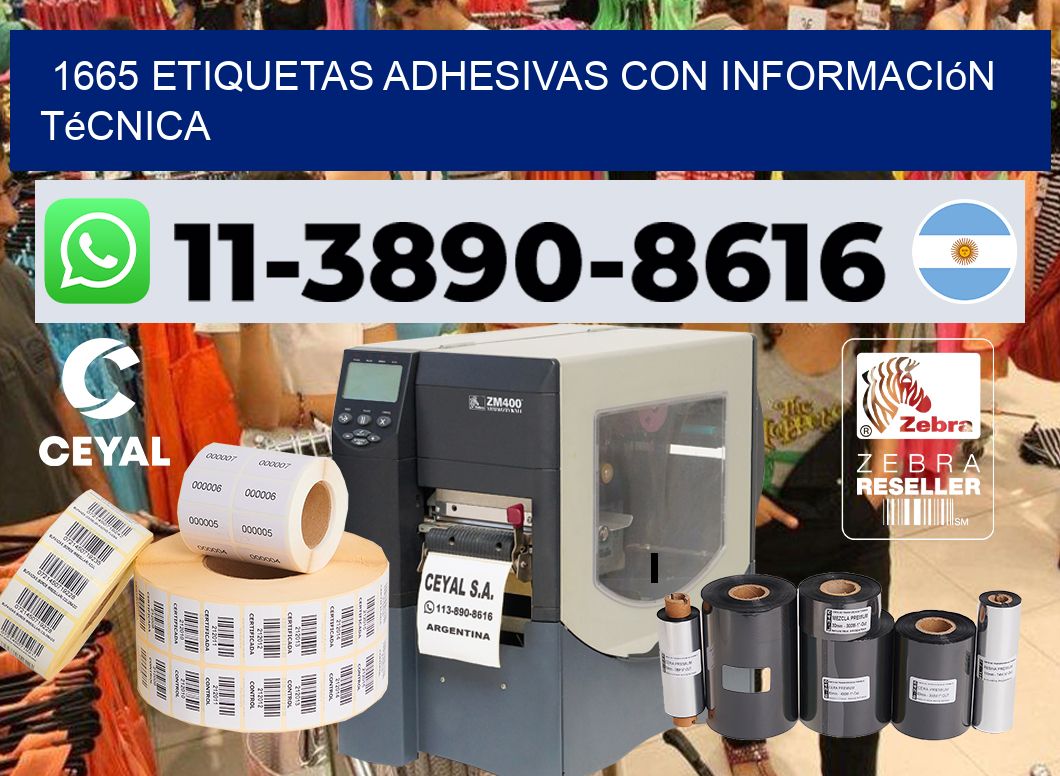 1665 Etiquetas adhesivas con información técnica