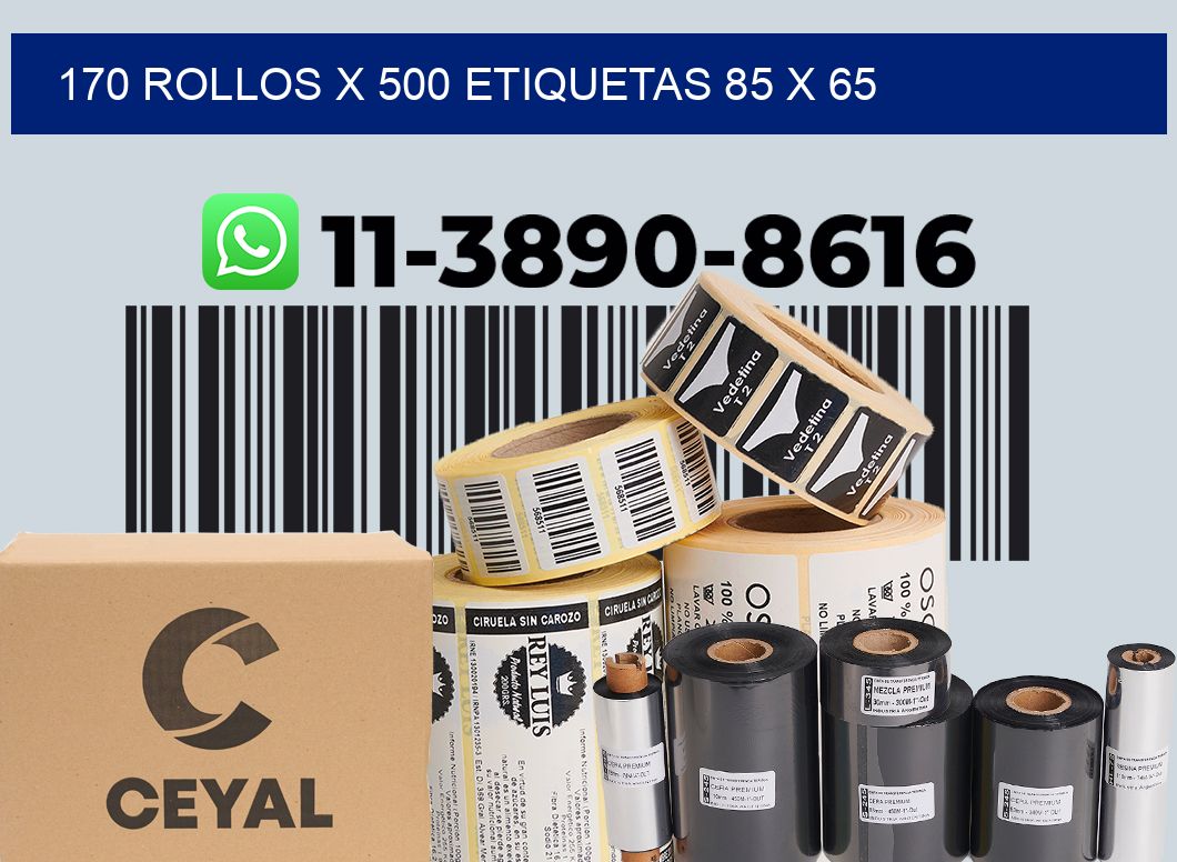 170 rollos x 500 etiquetas 85 x 65