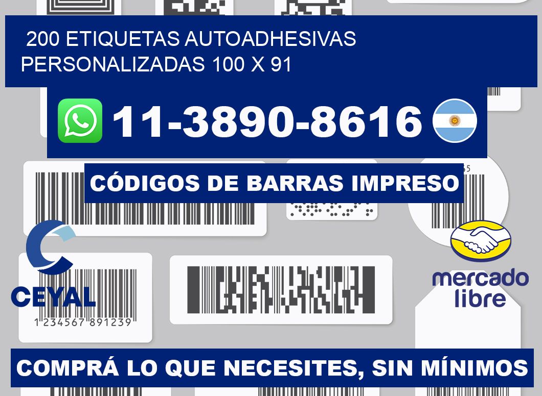 200 Etiquetas autoadhesivas personalizadas 100 x 91