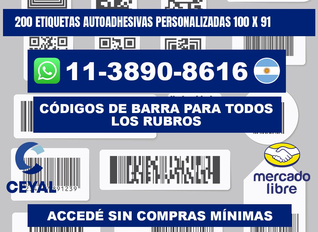 200 Etiquetas autoadhesivas personalizadas 100 x 91