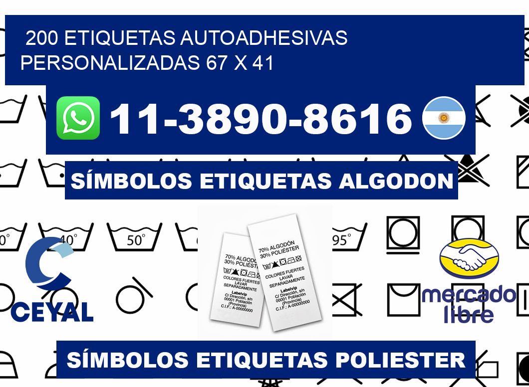 200 Etiquetas autoadhesivas personalizadas 67 x 41