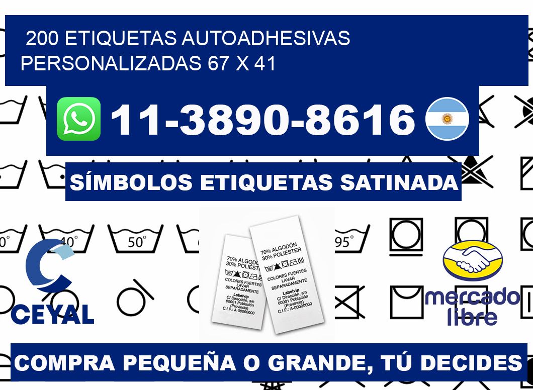 200 Etiquetas autoadhesivas personalizadas 67 x 41
