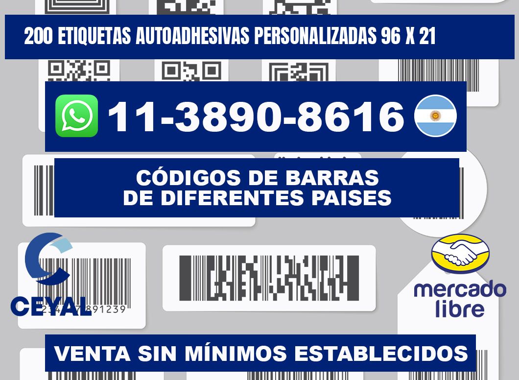 200 Etiquetas autoadhesivas personalizadas 96 x 21