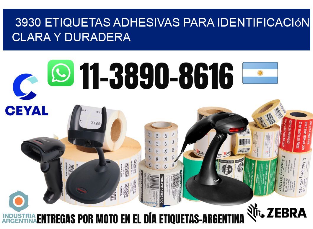 3930 Etiquetas adhesivas para identificación clara y duradera