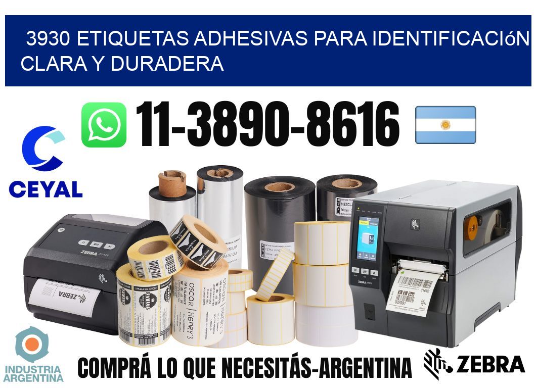 3930 Etiquetas adhesivas para identificación clara y duradera