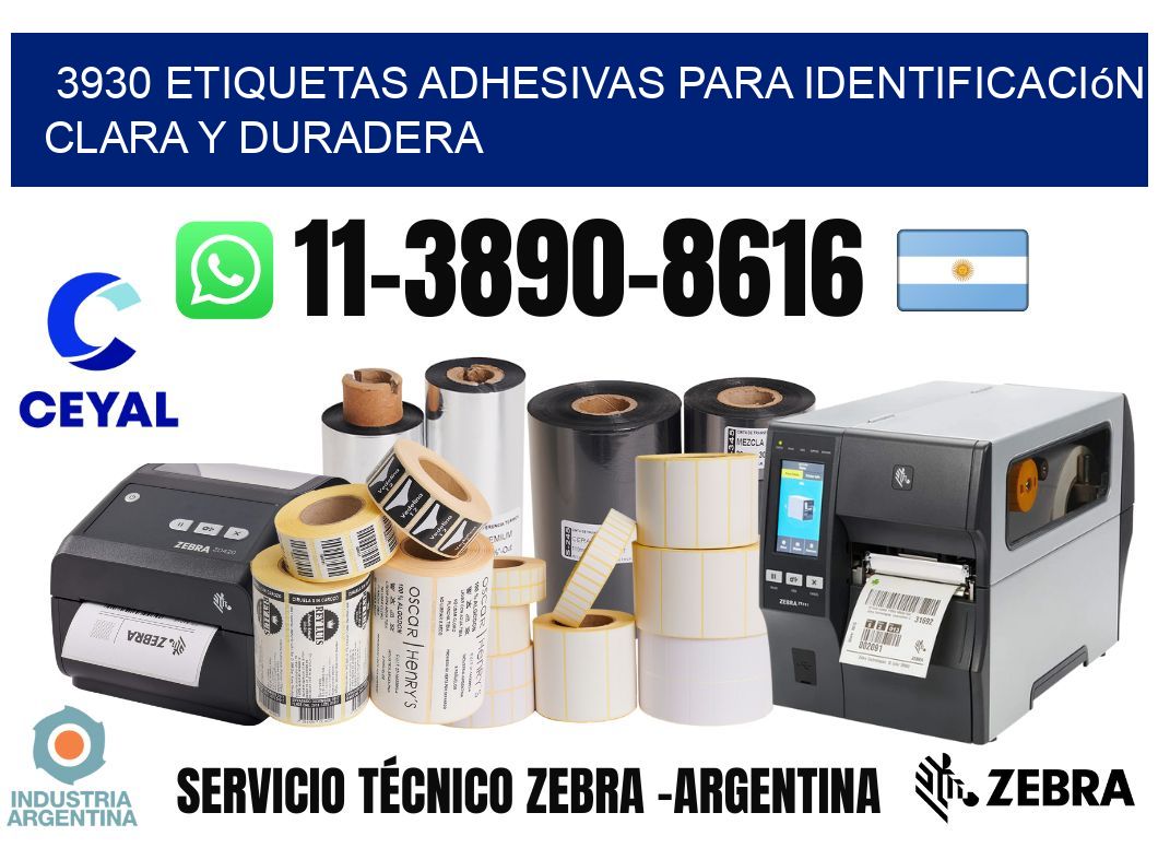 3930 Etiquetas adhesivas para identificación clara y duradera