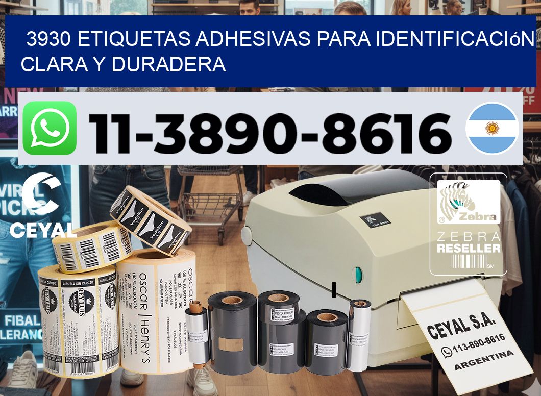 3930 Etiquetas adhesivas para identificación clara y duradera