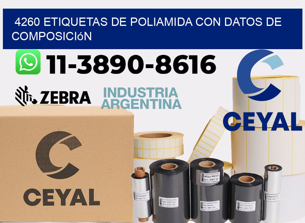 4260 Etiquetas de poliamida con datos de composición