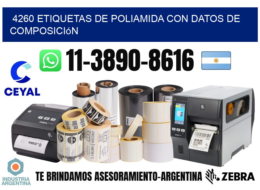 4260 Etiquetas de poliamida con datos de composición