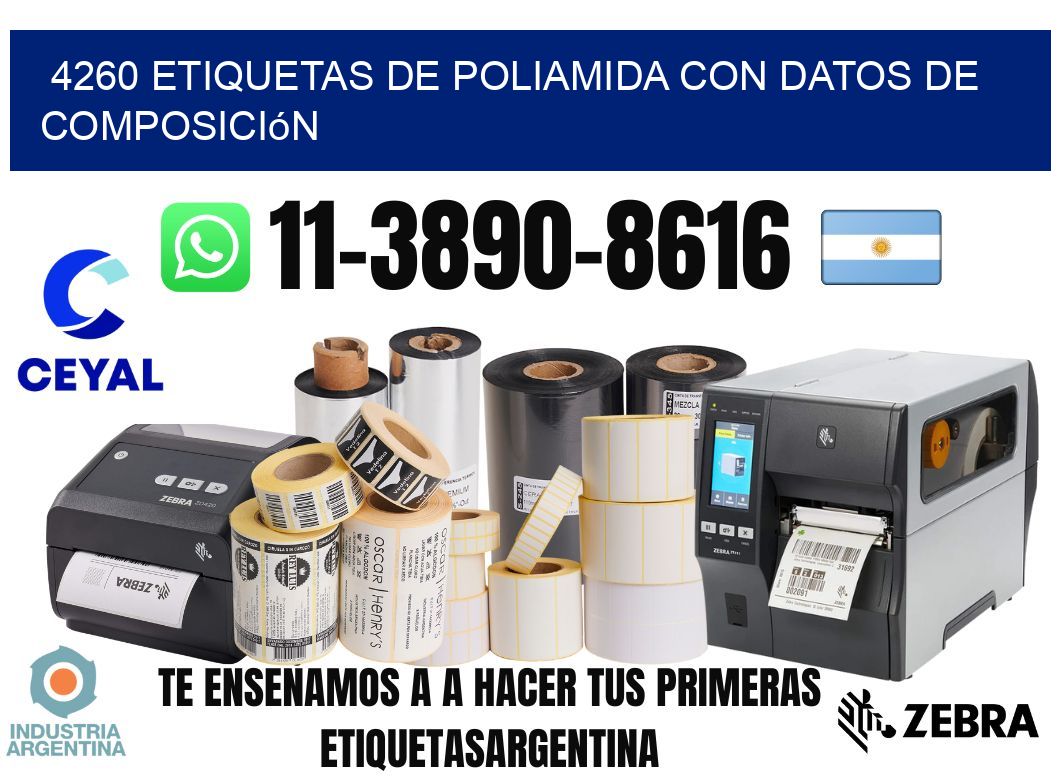 4260 Etiquetas de poliamida con datos de composición