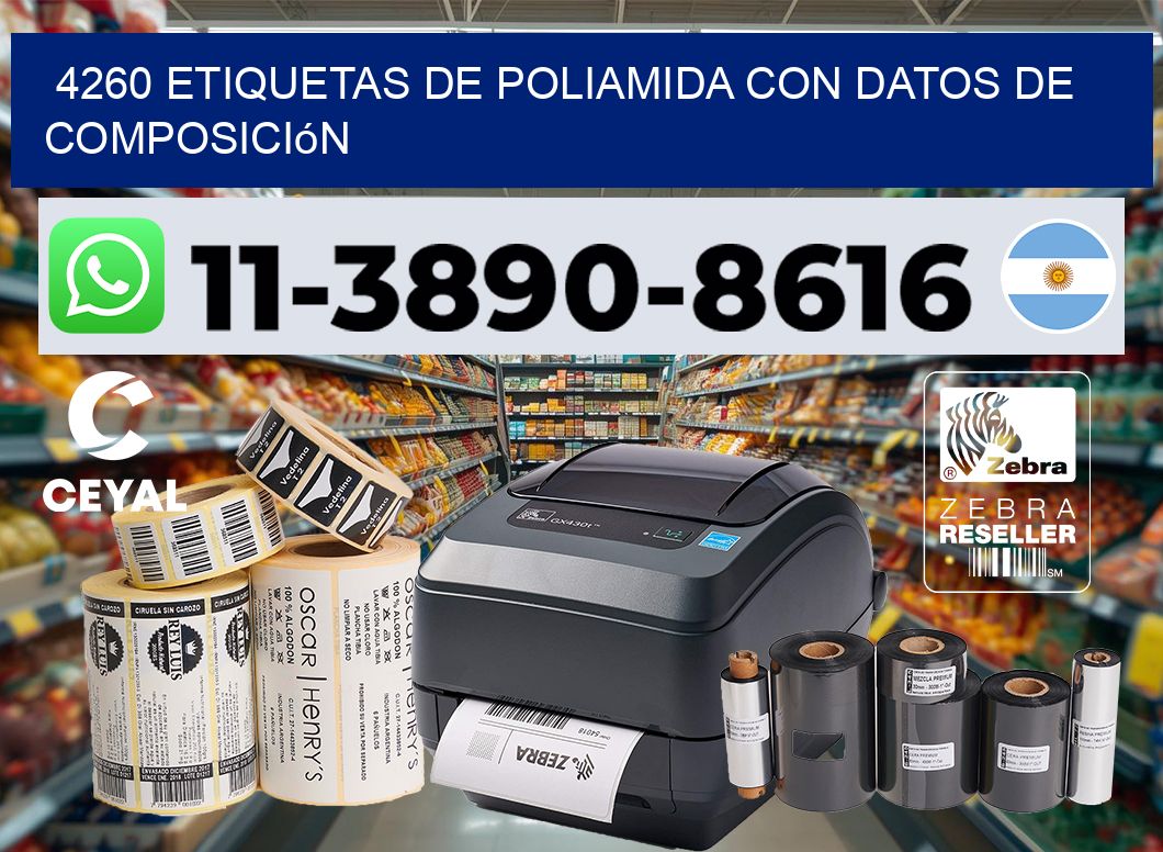 4260 Etiquetas de poliamida con datos de composición