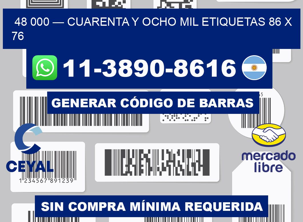48 000 — cuarenta y ocho mil etiquetas 86 x 76
